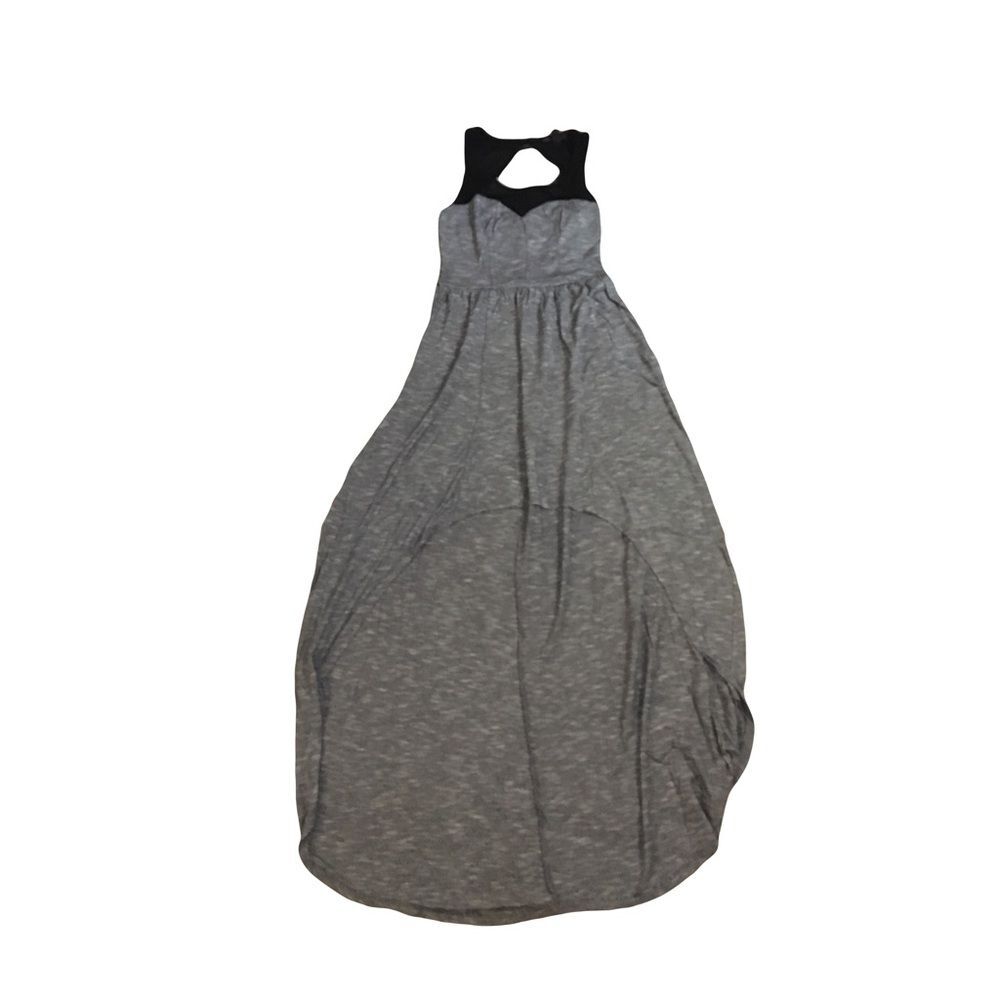 Material Girl XS Heather Grey gray High Low dress & Mesh detail open back GUC